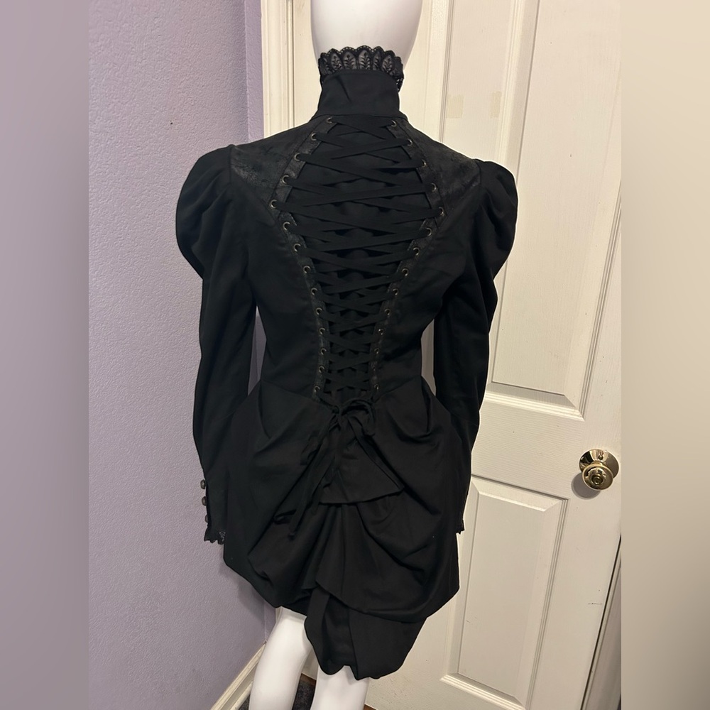 Rare Lip Service Victorian Bustle Jacket Beetlejuice Gothic Witch Steampunk Sz M - Picture 5 of 12